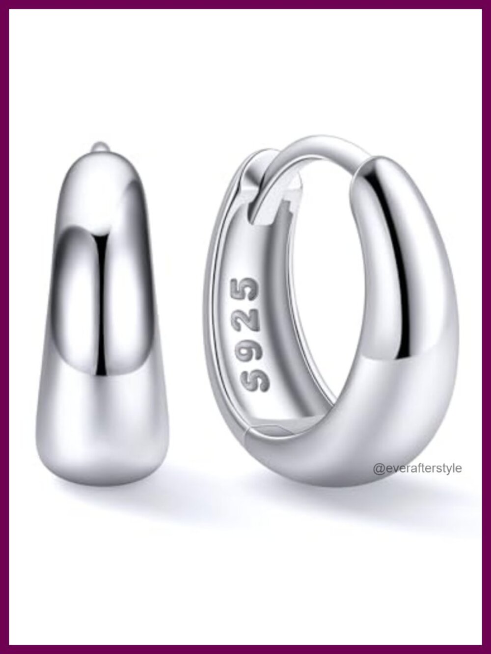 Sterling Silver Chunky Hoop Earrings for Women - 8-14MM Hypoallergenic